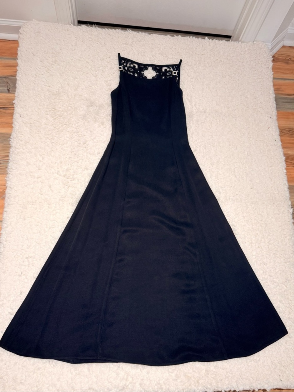Scott McClintock Black Maxi Dress with Lace Yoke- Beautiful for Prom